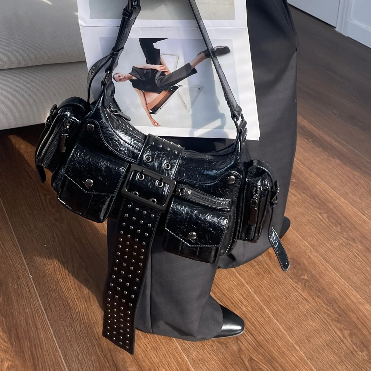 Delilah Studded Shoulder Bag - Image 10