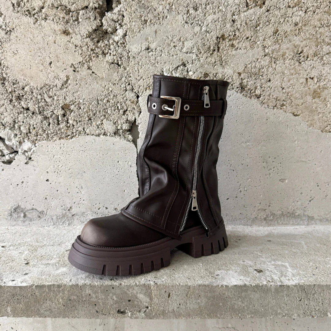 Knee-high Platform Fold Over Chunky Boots - Image 13